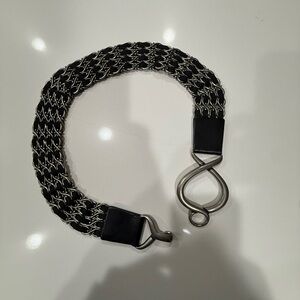 Suzi Roher vintage style copper and black leather belt with linking buckles